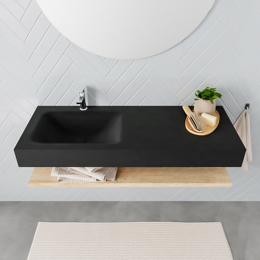 MONDIAZ ALAN 120cm estante Washed Oak. Lavabo suspendido Izquierda 1 orificio, color Urban. 3 MONDIAZ ALAN 120cm estante Washed Oak. Lavabo suspendido Izquierda 1 orificio, color Urban. - Imagen 3