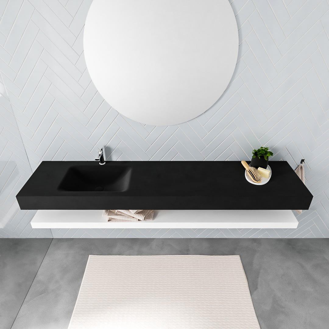 MONDIAZ ALAN 200cm solid surface estante Talc. Lavabo suspendido Izquierda 1 orificio, color Urban. 3 MONDIAZ ALAN 200cm solid surface estante Talc. Lavabo suspendido Izquierda 1 orificio, color Urban. - Imagen 3