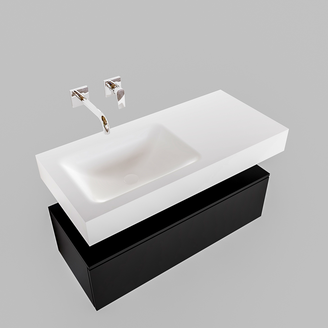 Mueble suspendido ALAN 100 cm de 1 cajón urban. Encimera con lavabo CLOUD izquierda sin orificio blanco mate 9 Mueble suspendido ALAN 100 cm de 1 cajón urban. Encimera con lavabo CLOUD izquierda sin orificio blanco mate - Imagen 9