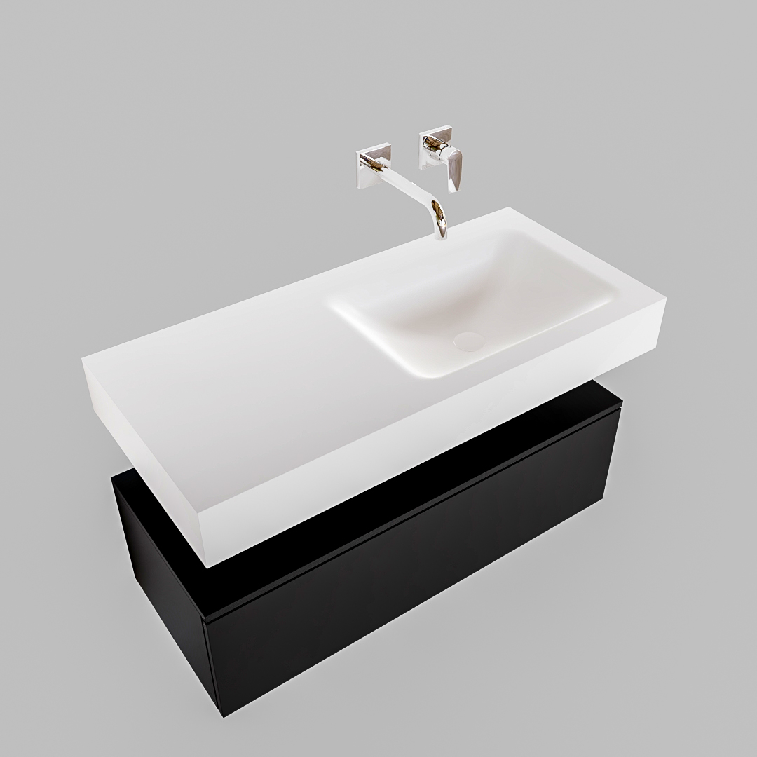 Mueble suspendido ALAN 100 cm de 1 cajón urban. Encimera con lavabo CLOUD derecha sin orificio blanco mate 9 Mueble suspendido ALAN 100 cm de 1 cajón urban. Encimera con lavabo CLOUD derecha sin orificio blanco mate - Imagen 9
