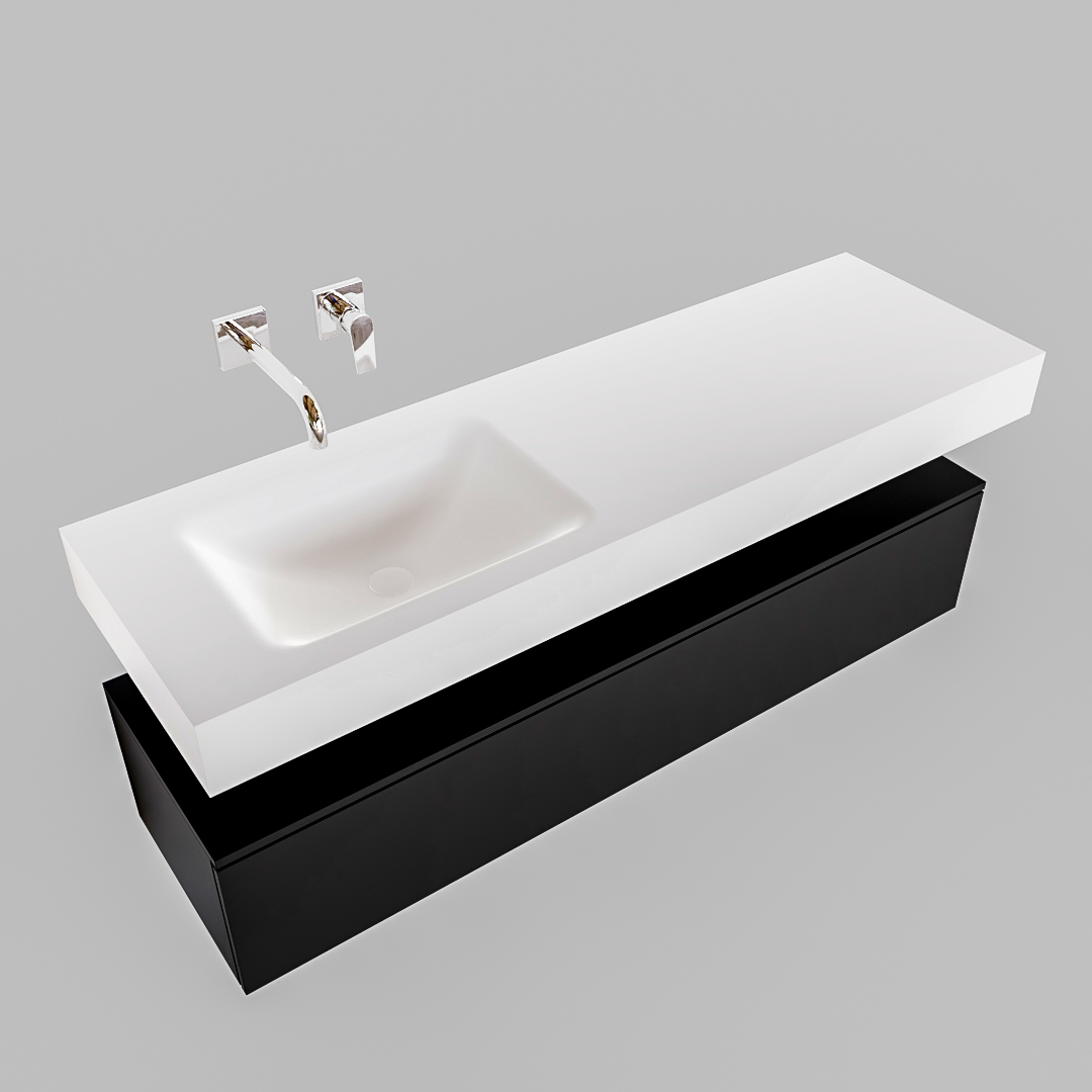 Mueble suspendido ALAN 150 cm de 1 cajón urban. Encimera con lavabo CLOUD izquierda sin orificio blanco mate 9 Mueble suspendido ALAN 150 cm de 1 cajón urban. Encimera con lavabo CLOUD izquierda sin orificio blanco mate - Imagen 9