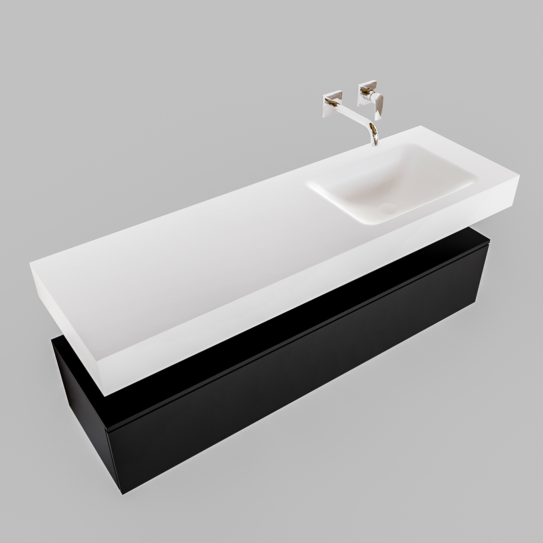 Mueble suspendido ALAN 150 cm de 1 cajón urban. Encimera con lavabo CLOUD derecha sin orificio blanco mate 9 Mueble suspendido ALAN 150 cm de 1 cajón urban. Encimera con lavabo CLOUD derecha sin orificio blanco mate - Imagen 9