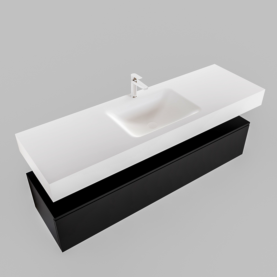 MONDIAZ ALAN 150cm mueble de baño Urban 1 cajón lavabo suspendido Centro 1 orificio, color Talc. - Imagen 4