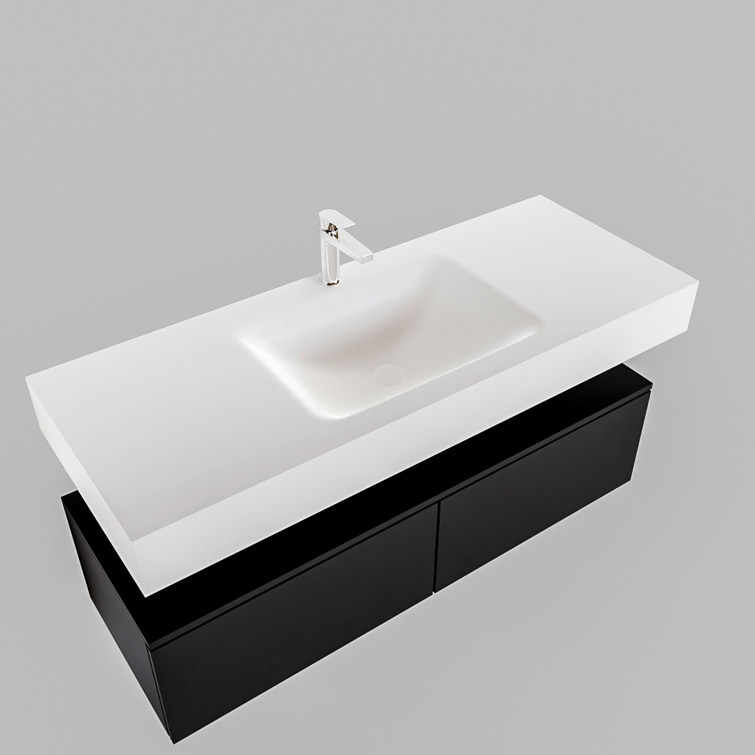 Mueble suspendido ALAN 120 cm de 2 cajones urban. Encimera con lavabo CLOUD centro 1 orificio blanco mate 8 Mueble suspendido ALAN 120 cm de 2 cajones urban. Encimera con lavabo CLOUD centro 1 orificio blanco mate - Imagen 8