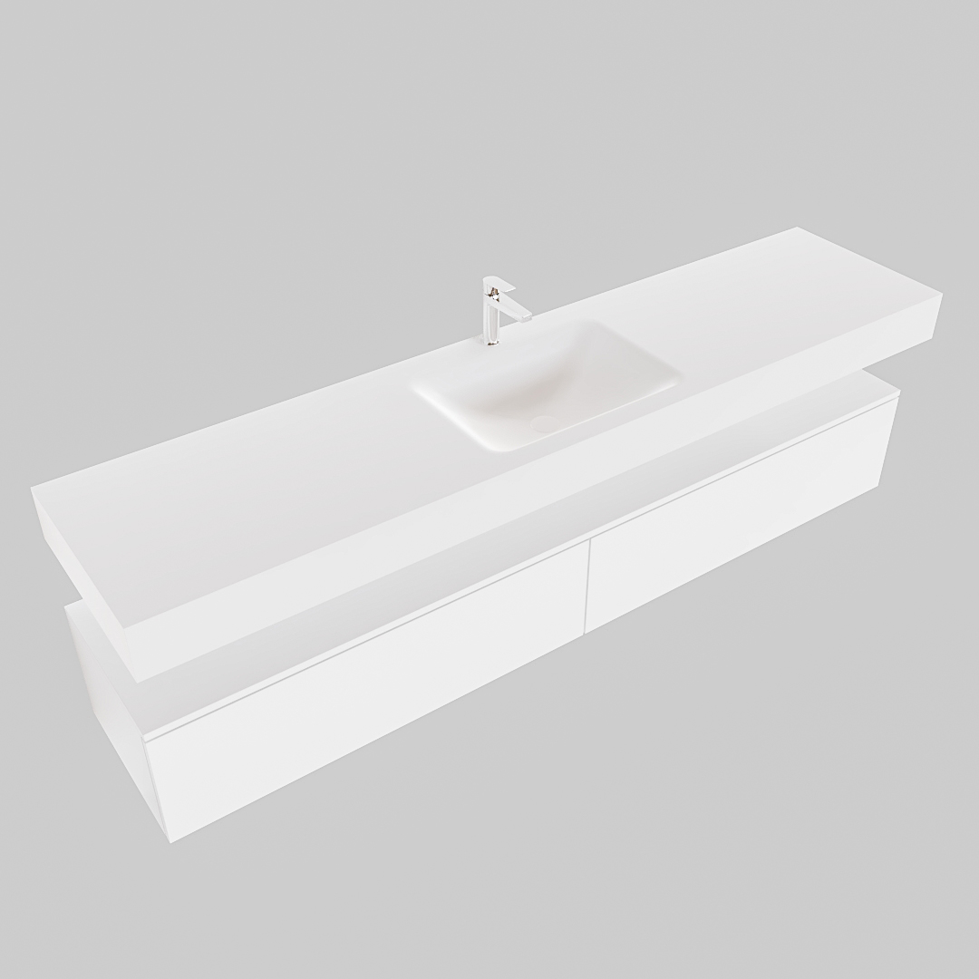 MONDIAZ ALAN 200cm mueble de baño Talc 2 cajones lavabo suspendido Centro 1 orificio, color Talc. - Imagen 4