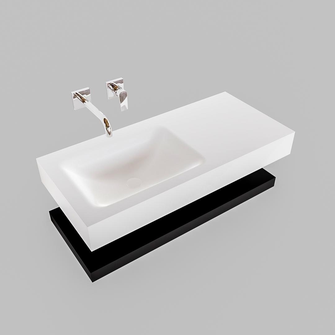 Mueble suspendido ALAN 100 cm de Sin cajones urban. Encimera con lavabo CLOUD izquierda sin orificio blanco mate - Imagen 9