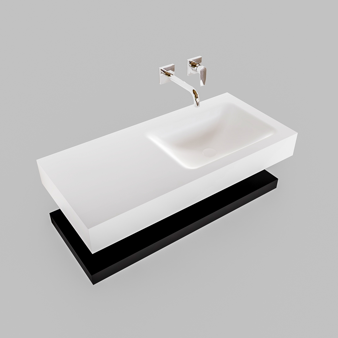 Mueble suspendido ALAN 100 cm de Sin cajones urban. Encimera con lavabo CLOUD derecha sin orificio blanco mate - Imagen 9