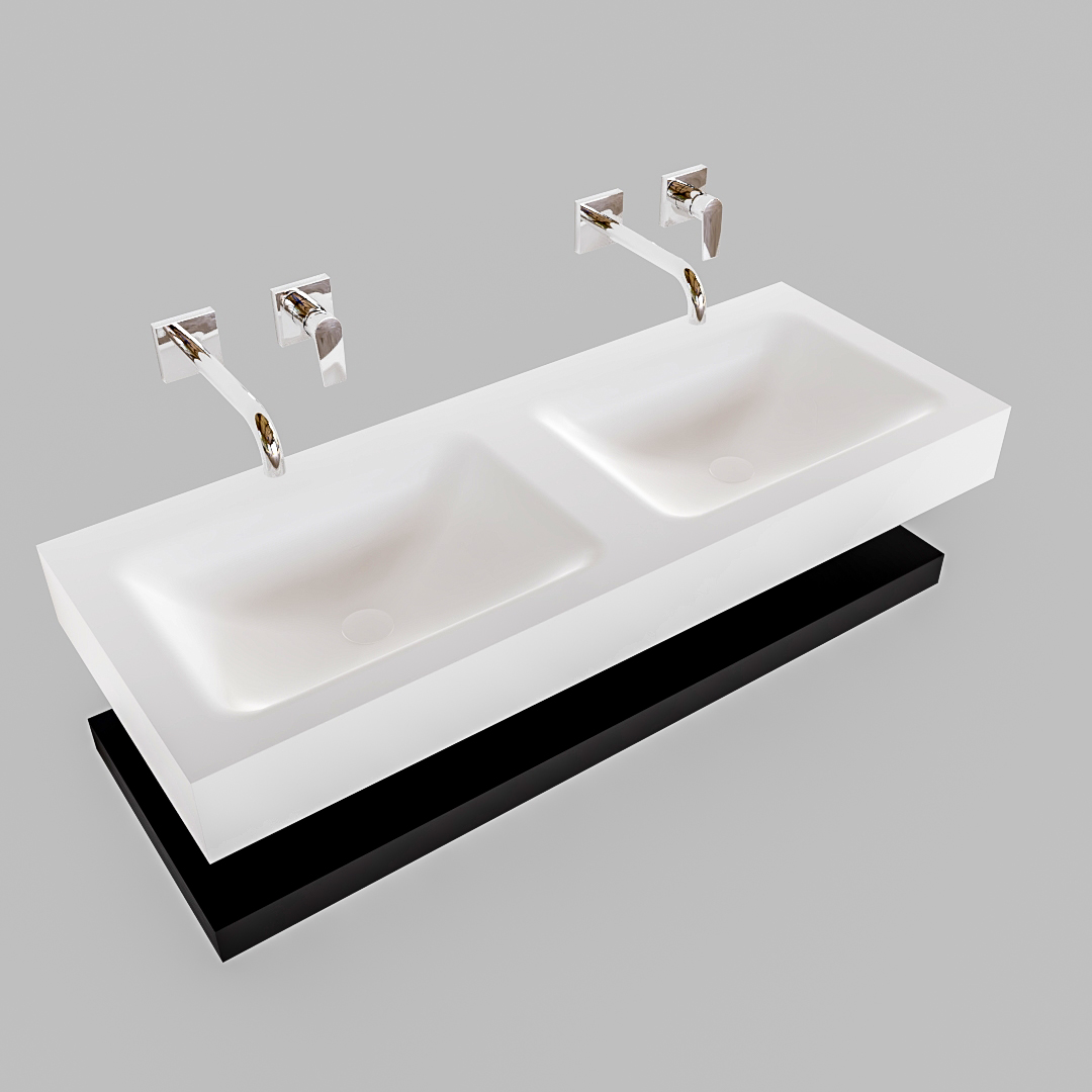 Mueble suspendido ALAN 120 cm de Sin cajones urban. Encimera con lavabo CLOUD doble sin orificio blanco mate 9 Mueble suspendido ALAN 120 cm de Sin cajones urban. Encimera con lavabo CLOUD doble sin orificio blanco mate - Imagen 9