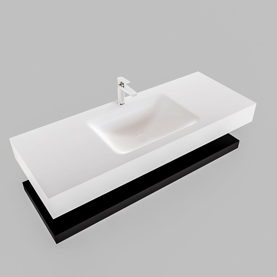 MONDIAZ ALAN 120cm solid surface estante Urban. Lavabo suspendido Centro 1 orificio, color Talc. - Imagen 4