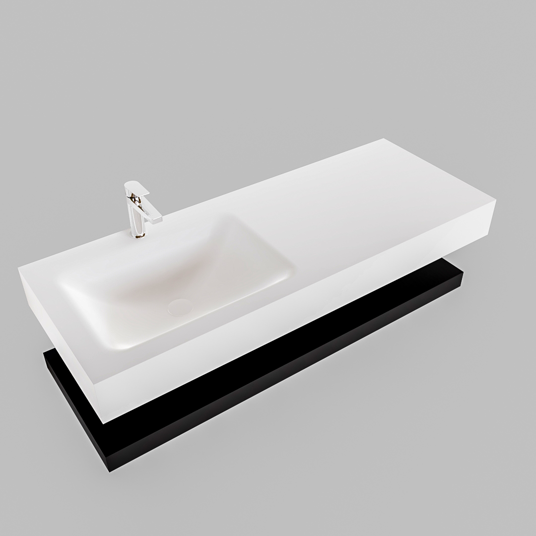 MONDIAZ ALAN 120cm solid surface estante Urban. Lavabo suspendido Izquierda 1 orificio, color Talc. - Imagen 4