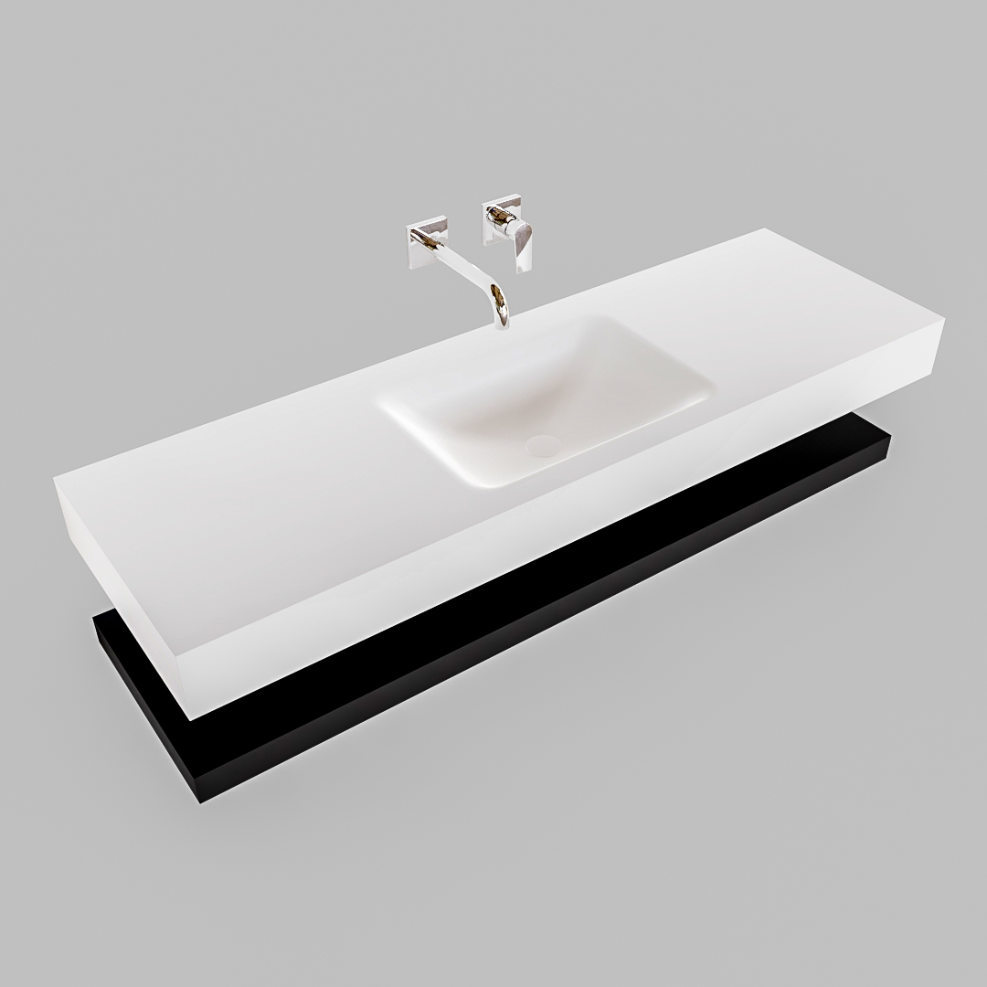 Mueble suspendido ALAN 150 cm de Sin cajones urban. Encimera con lavabo CLOUD centro sin orificio blanco mate - Imagen 9