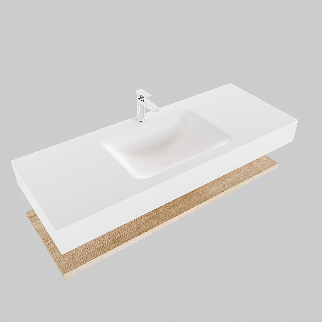 Mueble suspendido ALAN 120 cm de Sin cajones roble lavabo. Encimera con lavabo CLOUD centro 1 orificio blanco mate 9 Mueble suspendido ALAN 120 cm de Sin cajones roble lavabo. Encimera con lavabo CLOUD centro 1 orificio blanco mate - Imagen 9