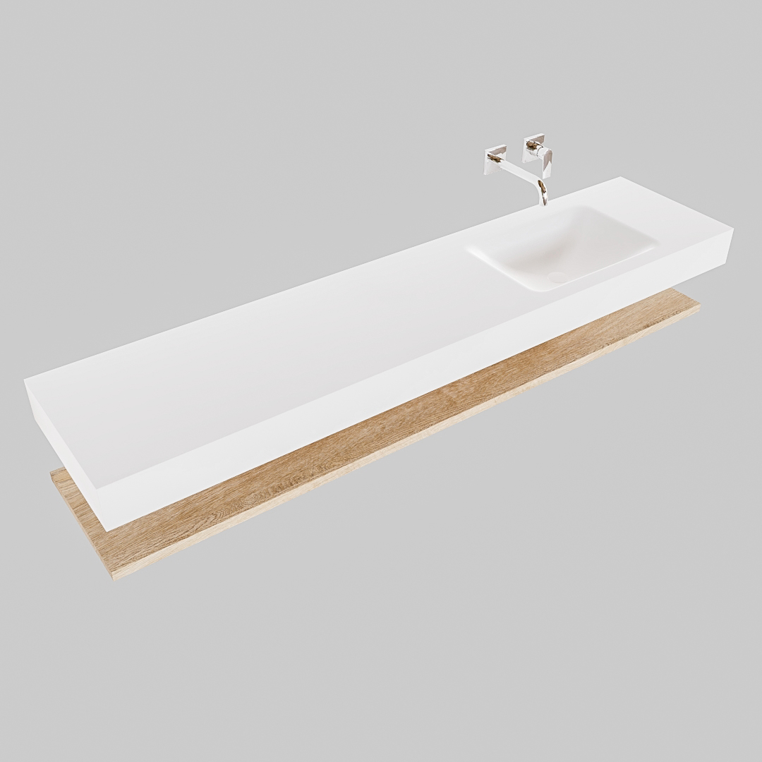 MONDIAZ ALAN 200cm estante Washed Oak. Lavabo suspendido Derecho sin orificio, color Talc. - Imagen 4