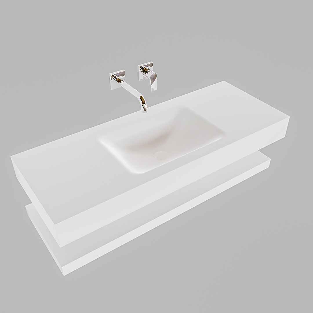 Mueble suspendido ALAN 120 cm de Sin cajones blanco mate. Encimera con lavabo CLOUD centro sin orificio blanco mate 9 Mueble suspendido ALAN 120 cm de Sin cajones blanco mate. Encimera con lavabo CLOUD centro sin orificio blanco mate - Imagen 9