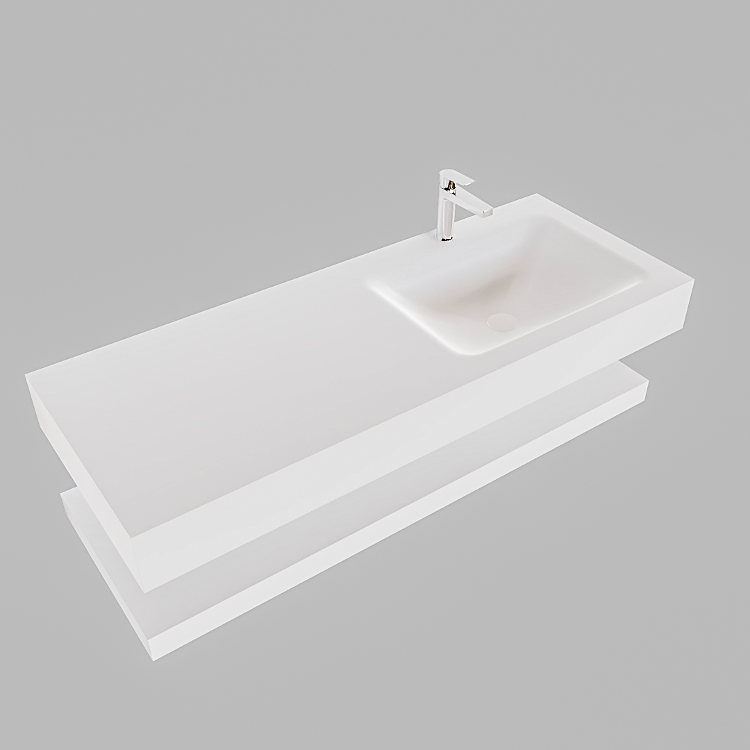 Mueble suspendido ALAN 120 cm de Sin cajones blanco mate. Encimera con lavabo CLOUD derecha 1 orificio blanco mate - Imagen 9
