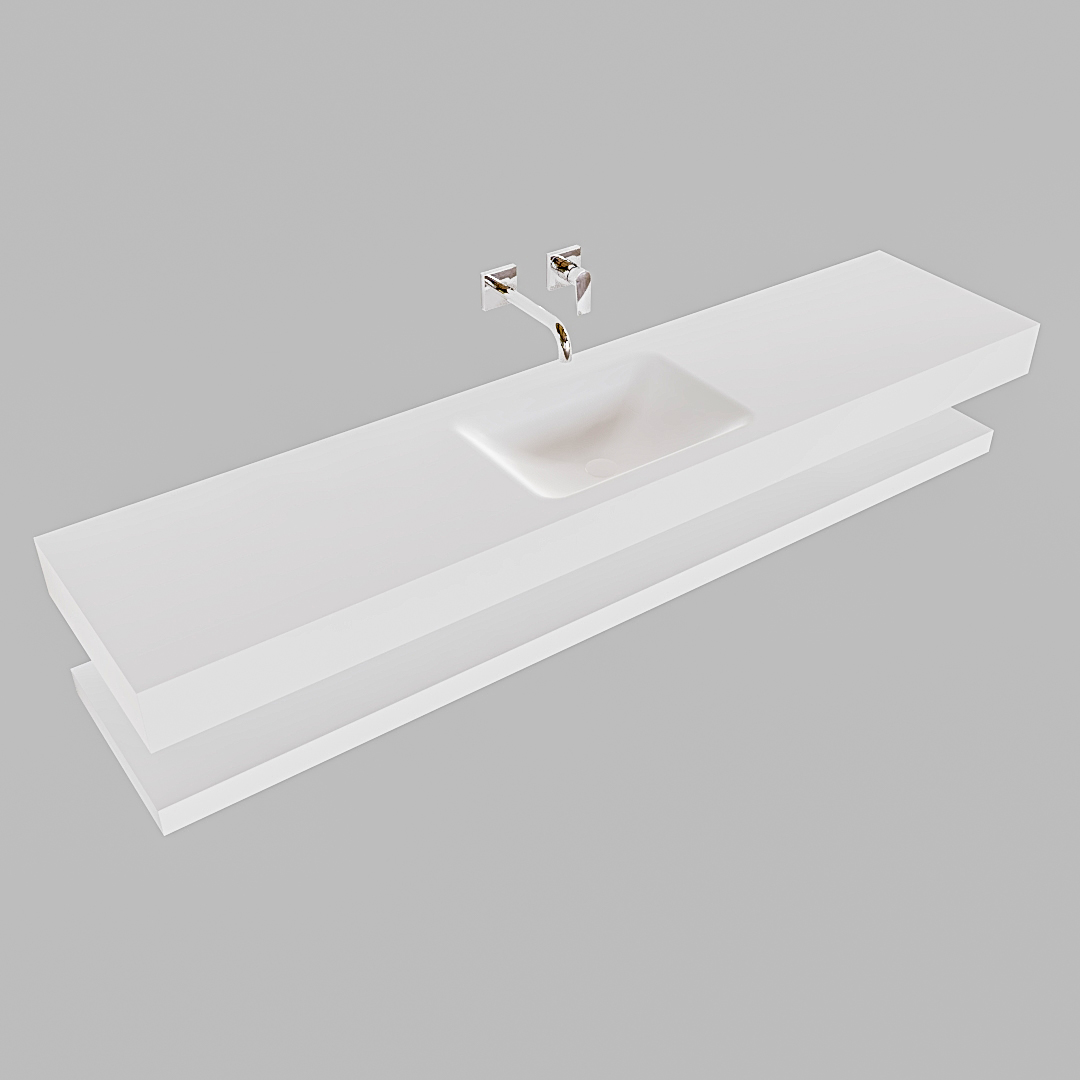 Mueble suspendido ALAN 200 cm de Sin cajones blanco mate. Encimera con lavabo CLOUD centro sin orificio blanco mate 9 Mueble suspendido ALAN 200 cm de Sin cajones blanco mate. Encimera con lavabo CLOUD centro sin orificio blanco mate - Imagen 9