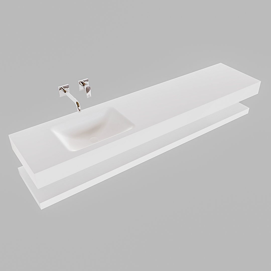 Mueble suspendido ALAN 200 cm de Sin cajones blanco mate. Encimera con lavabo CLOUD izquierda sin orificio blanco mate 9 Mueble suspendido ALAN 200 cm de Sin cajones blanco mate. Encimera con lavabo CLOUD izquierda sin orificio blanco mate - Imagen 9