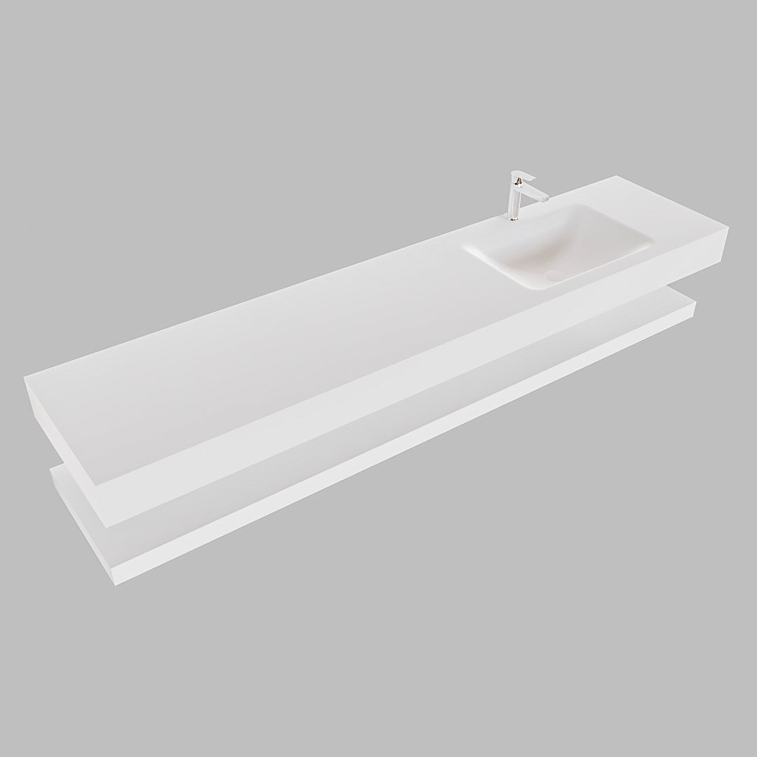 Mueble suspendido ALAN 200 cm de Sin cajones blanco mate. Encimera con lavabo CLOUD derecha 1 orificio blanco mate - Imagen 9