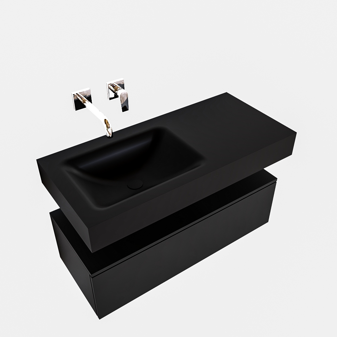 MONDIAZ ALAN 100cm mueble de baño Urban 1 cajón lavabo suspendido Izquierda sin orificio, color Urban. - Imagen 4