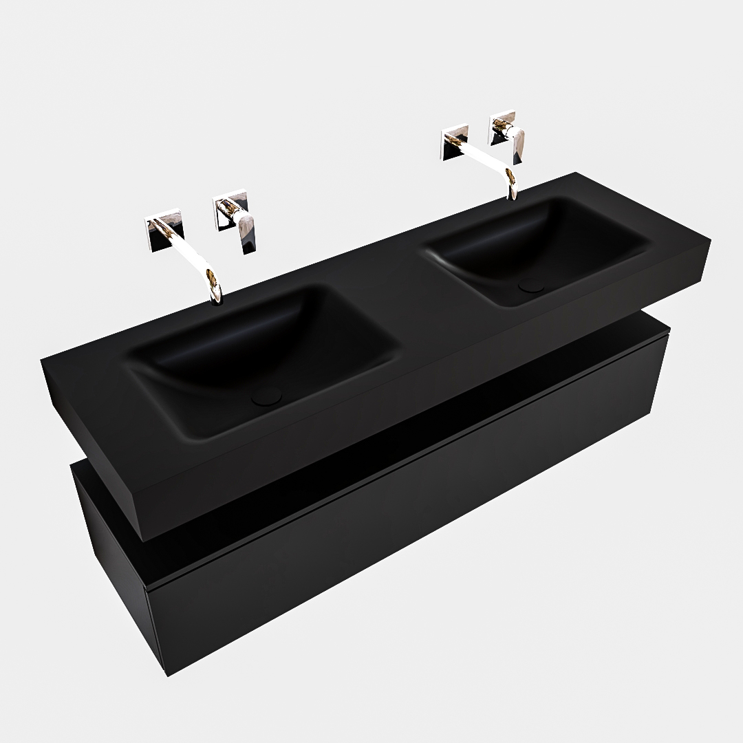 Mueble suspendido ALAN 150 cm de 1 cajón urban. Encimera con lavabo CLOUD doble sin orificio urban 9 Mueble suspendido ALAN 150 cm de 1 cajón urban. Encimera con lavabo CLOUD doble sin orificio urban - Imagen 9