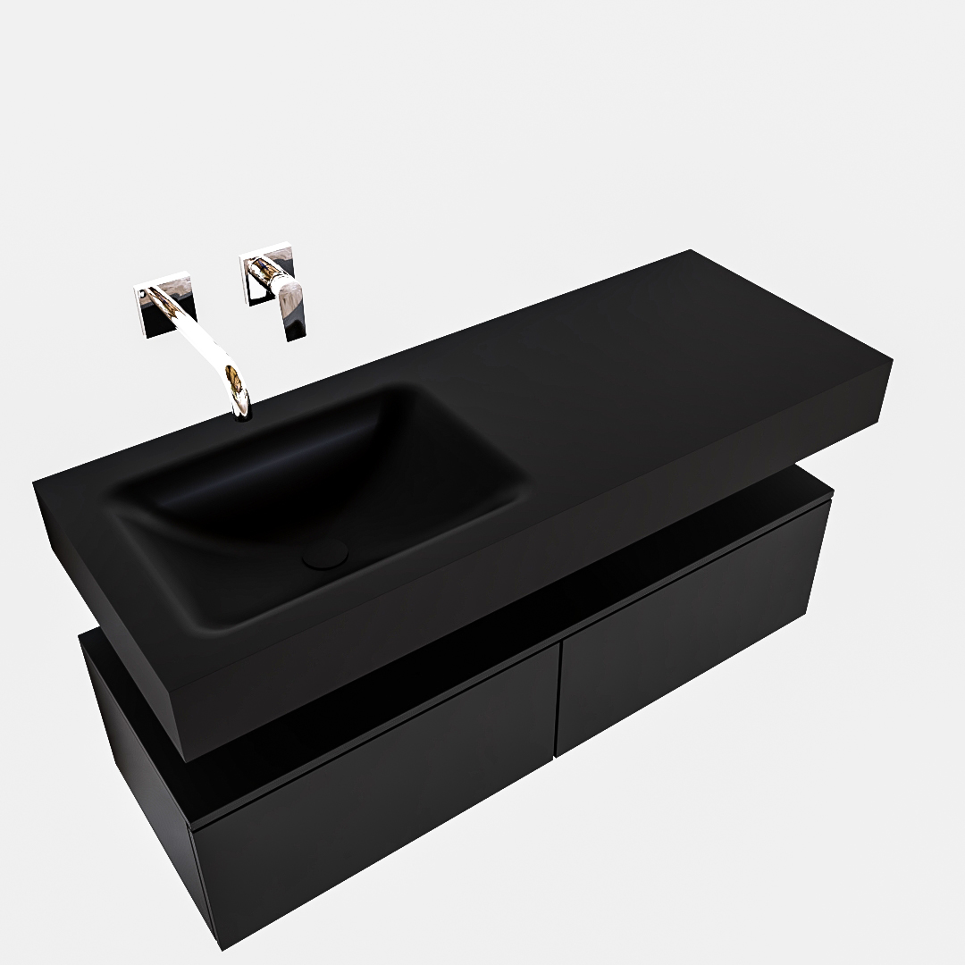 MONDIAZ ALAN 120cm mueble de baño Urban 2 cajones lavabo suspendido Izquierda sin orificio, color Urban. - Imagen 4