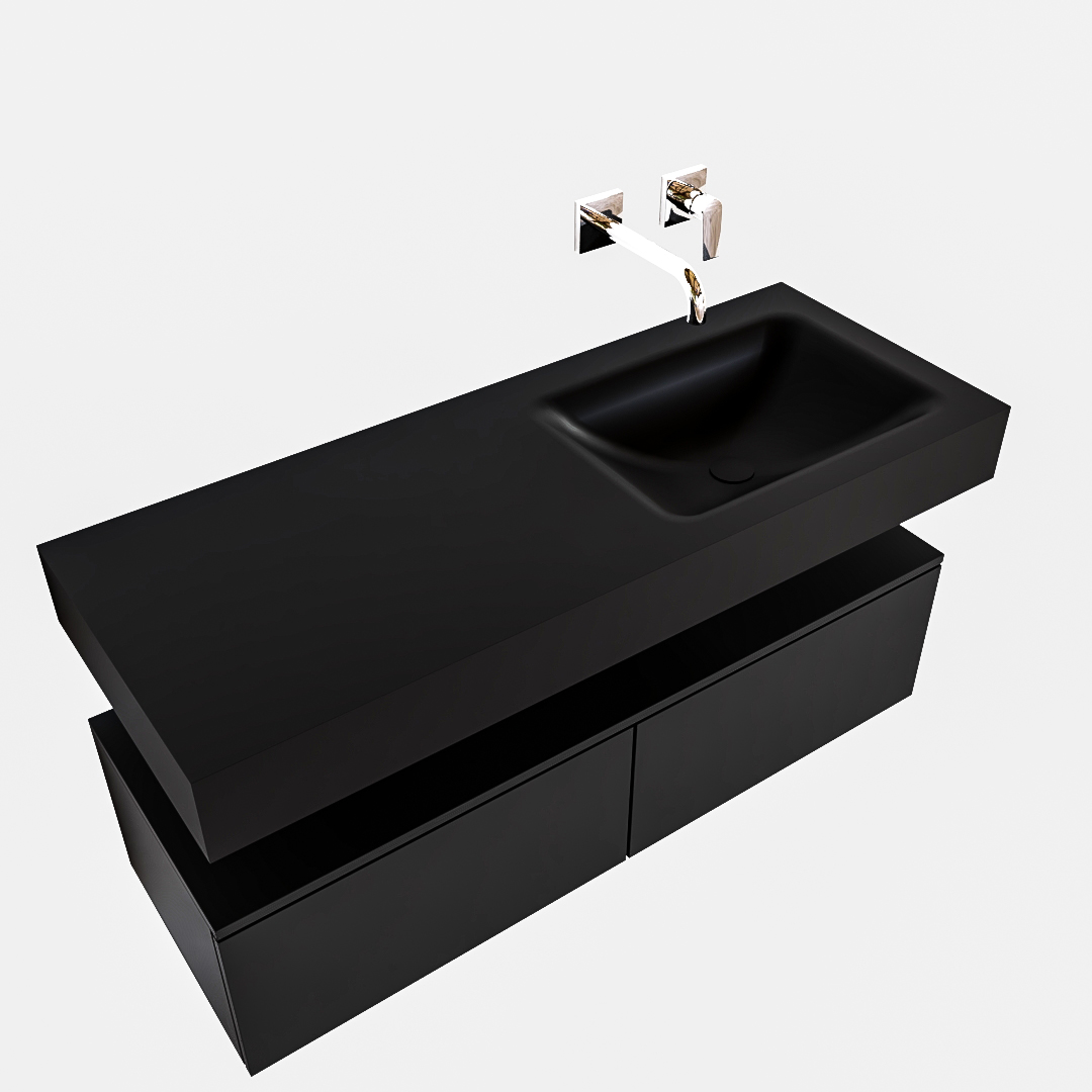 Mueble suspendido ALAN 120 cm de 2 cajones urban. Encimera con lavabo CLOUD derecha sin orificio urban - Imagen 9