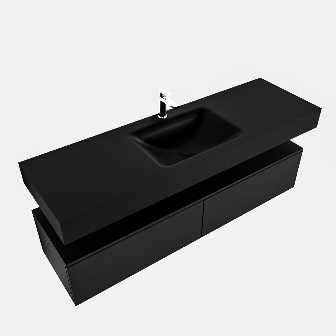 MONDIAZ ALAN 150cm mueble de baño Urban 2 cajones lavabo suspendido Centro 1 orificio, color Urban. - Imagen 4