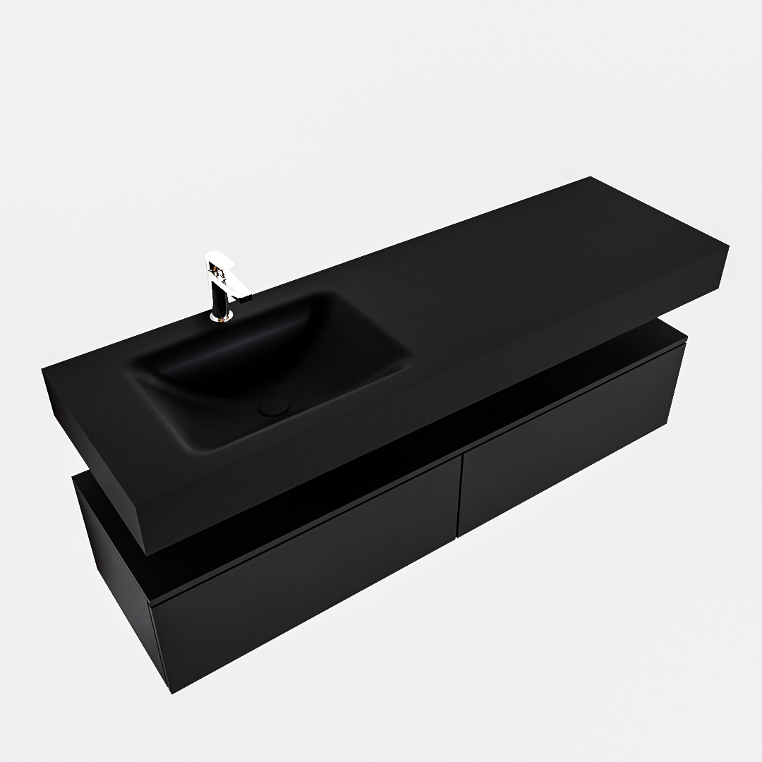 Mueble suspendido ALAN 150 cm de 2 cajones urban. Encimera con lavabo CLOUD izquierda 1 orificio urban - Imagen 9