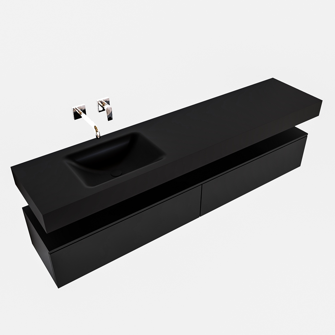 Mueble suspendido ALAN 200 cm 2 cajones urban. Lavabo CLOUD izquierda sin orificio - Imagen 9