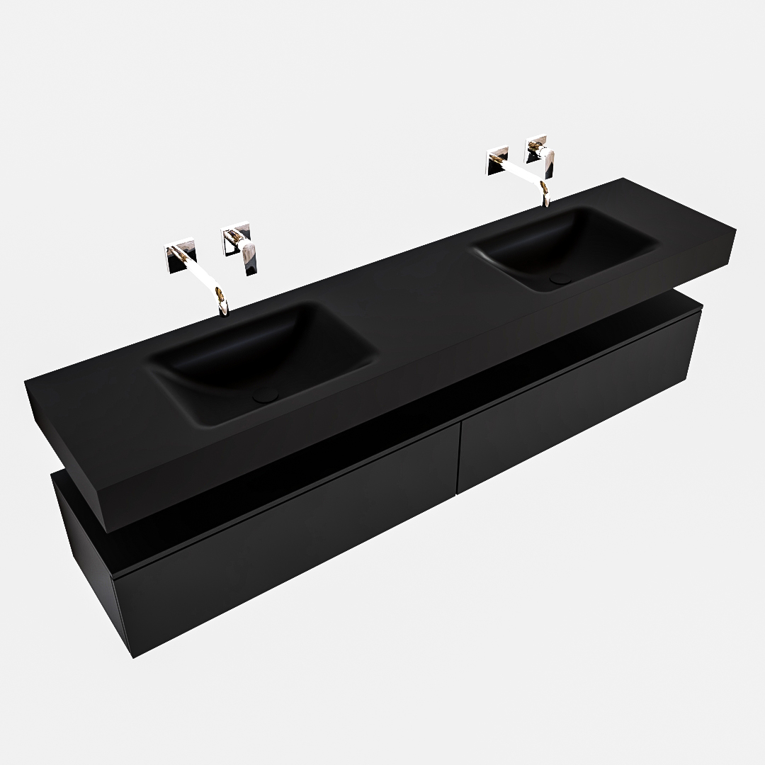 Mueble suspendido ALAN 200 cm de 2 cajones urban. Encimera con lavabo CLOUD doble sin orificio urban 9 Mueble suspendido ALAN 200 cm de 2 cajones urban. Encimera con lavabo CLOUD doble sin orificio urban - Imagen 9