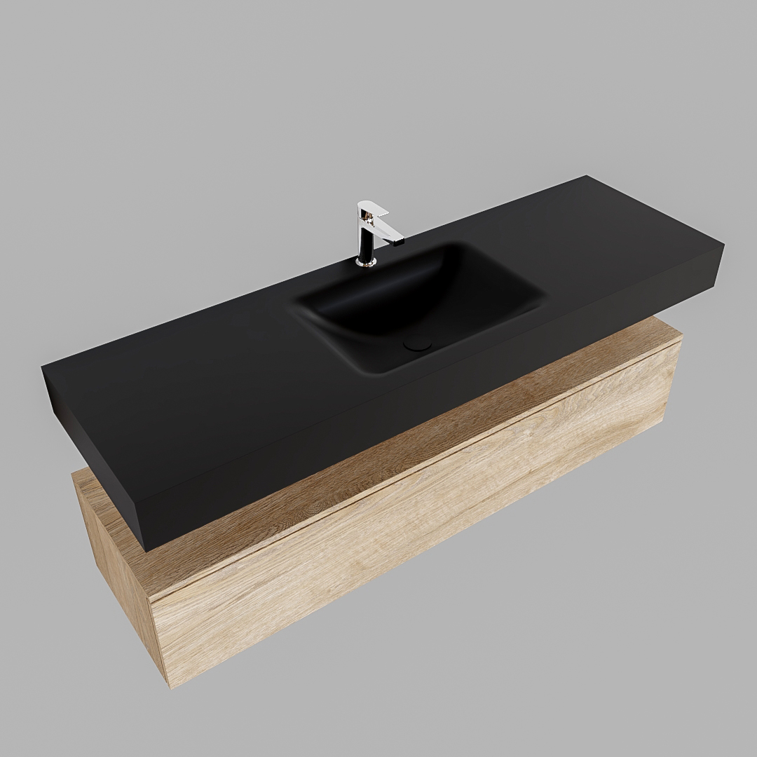 Mueble suspendido ALAN 150 cm de 1 cajón roble lavabo. Encimera con lavabo CLOUD centro 1 orificio urban 9 Mueble suspendido ALAN 150 cm de 1 cajón roble lavabo. Encimera con lavabo CLOUD centro 1 orificio urban - Imagen 9