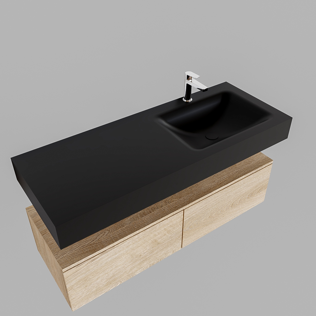 Mueble suspendido ALAN 120 cm de 2 cajones roble lavabo. Encimera con lavabo CLOUD derecha 1 orificio urban 9 Mueble suspendido ALAN 120 cm de 2 cajones roble lavabo. Encimera con lavabo CLOUD derecha 1 orificio urban - Imagen 9