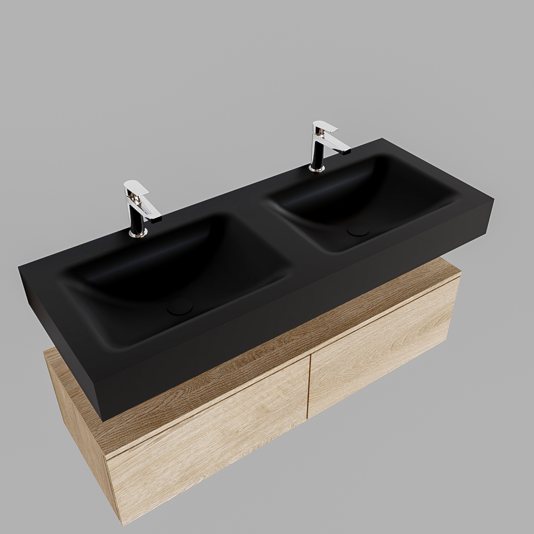 Mueble suspendido ALAN 120 cm de 2 cajones roble lavabo. Encimera con lavabo CLOUD doble 2 orificios urban 9 Mueble suspendido ALAN 120 cm de 2 cajones roble lavabo. Encimera con lavabo CLOUD doble 2 orificios urban - Imagen 9