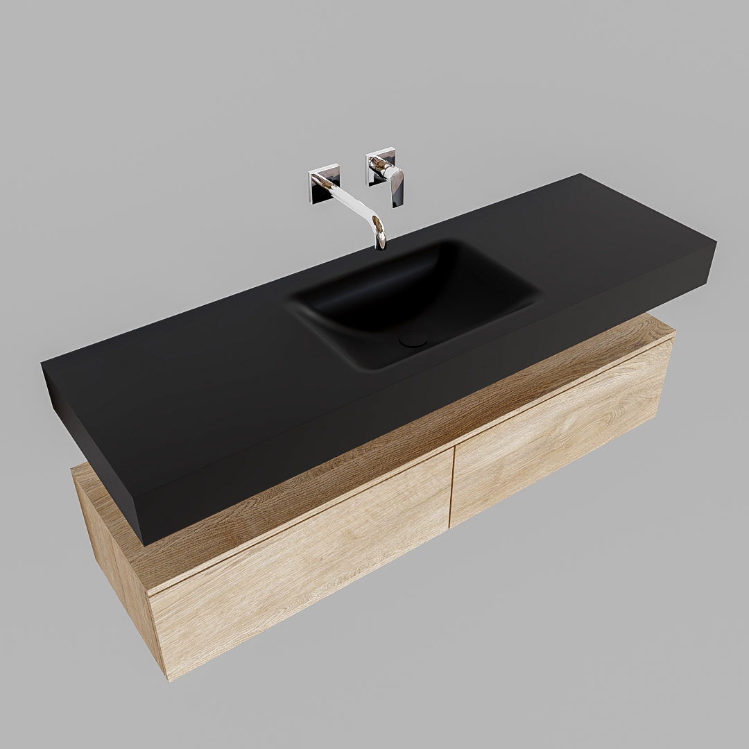 Mueble suspendido ALAN 150 cm de 2 cajones roble lavabo. Encimera con lavabo CLOUD centro sin orificio urban 9 Mueble suspendido ALAN 150 cm de 2 cajones roble lavabo. Encimera con lavabo CLOUD centro sin orificio urban - Imagen 9