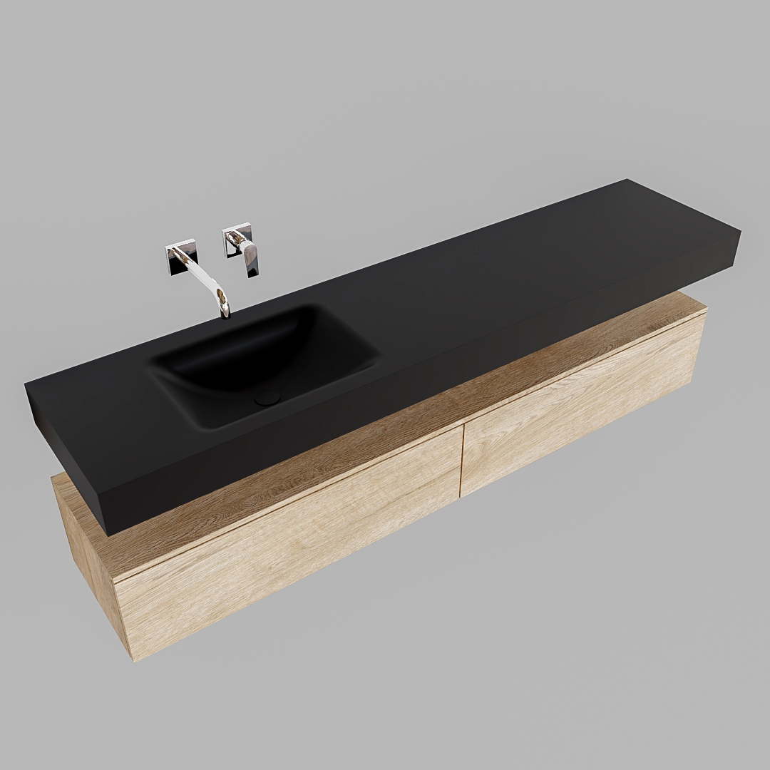 Mueble suspendido ALAN 200 cm de 2 cajones roble lavabo. Encimera con lavabo CLOUD izquierda sin orificio urban 8 Mueble suspendido ALAN 200 cm de 2 cajones roble lavabo. Encimera con lavabo CLOUD izquierda sin orificio urban - Imagen 8