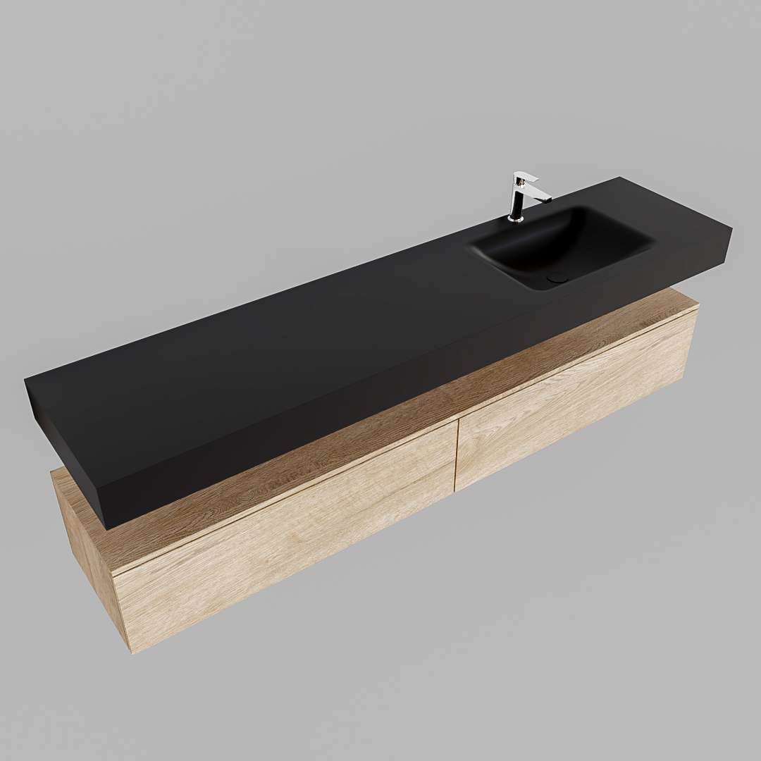 Mueble suspendido ALAN 200 cm de 2 cajones roble lavabo. Encimera con lavabo CLOUD derecha 1 orificio urban 8 Mueble suspendido ALAN 200 cm de 2 cajones roble lavabo. Encimera con lavabo CLOUD derecha 1 orificio urban - Imagen 8