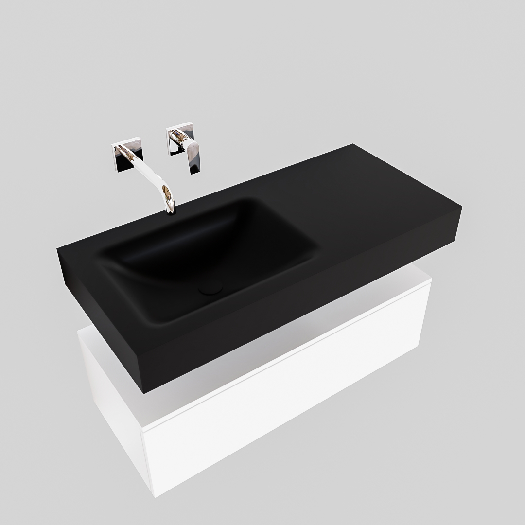 Mueble suspendido ALAN 100 cm de 1 cajón blanco mate. Encimera con lavabo CLOUD izquierda sin orificio urban 8 Mueble suspendido ALAN 100 cm de 1 cajón blanco mate. Encimera con lavabo CLOUD izquierda sin orificio urban - Imagen 8