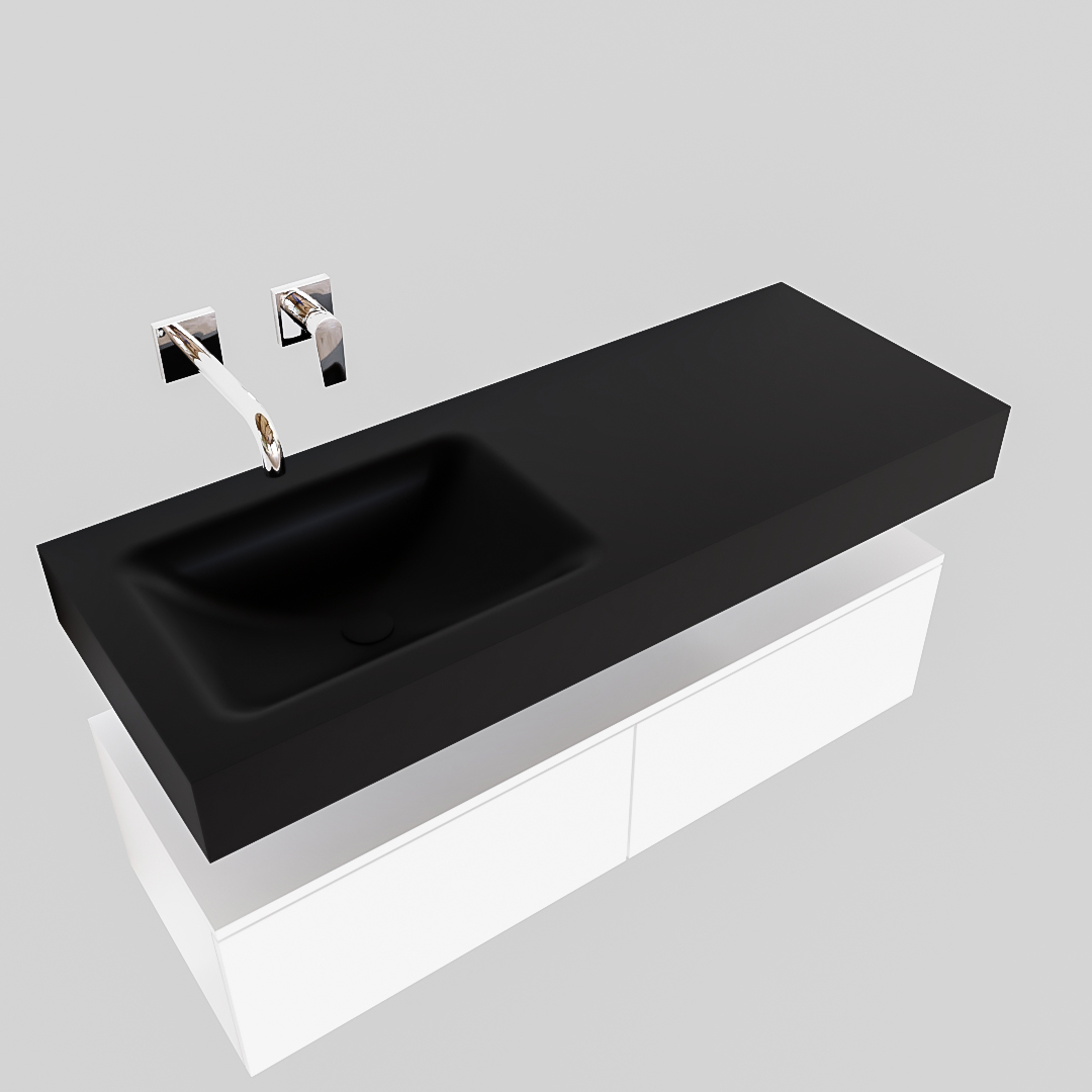 Mueble suspendido ALAN 120 cm de 2 cajones blanco mate. Encimera con lavabo CLOUD izquierda sin orificio urban 8 Mueble suspendido ALAN 120 cm de 2 cajones blanco mate. Encimera con lavabo CLOUD izquierda sin orificio urban - Imagen 8