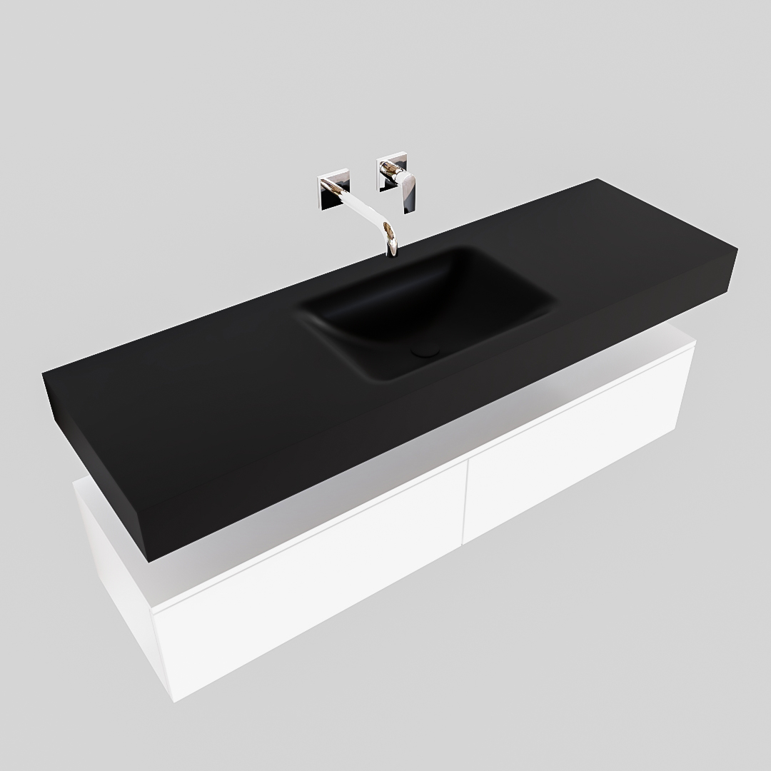 Mueble suspendido ALAN 150 cm de 2 cajones blanco mate. Encimera con lavabo CLOUD centro sin orificio urban 8 Mueble suspendido ALAN 150 cm de 2 cajones blanco mate. Encimera con lavabo CLOUD centro sin orificio urban - Imagen 8
