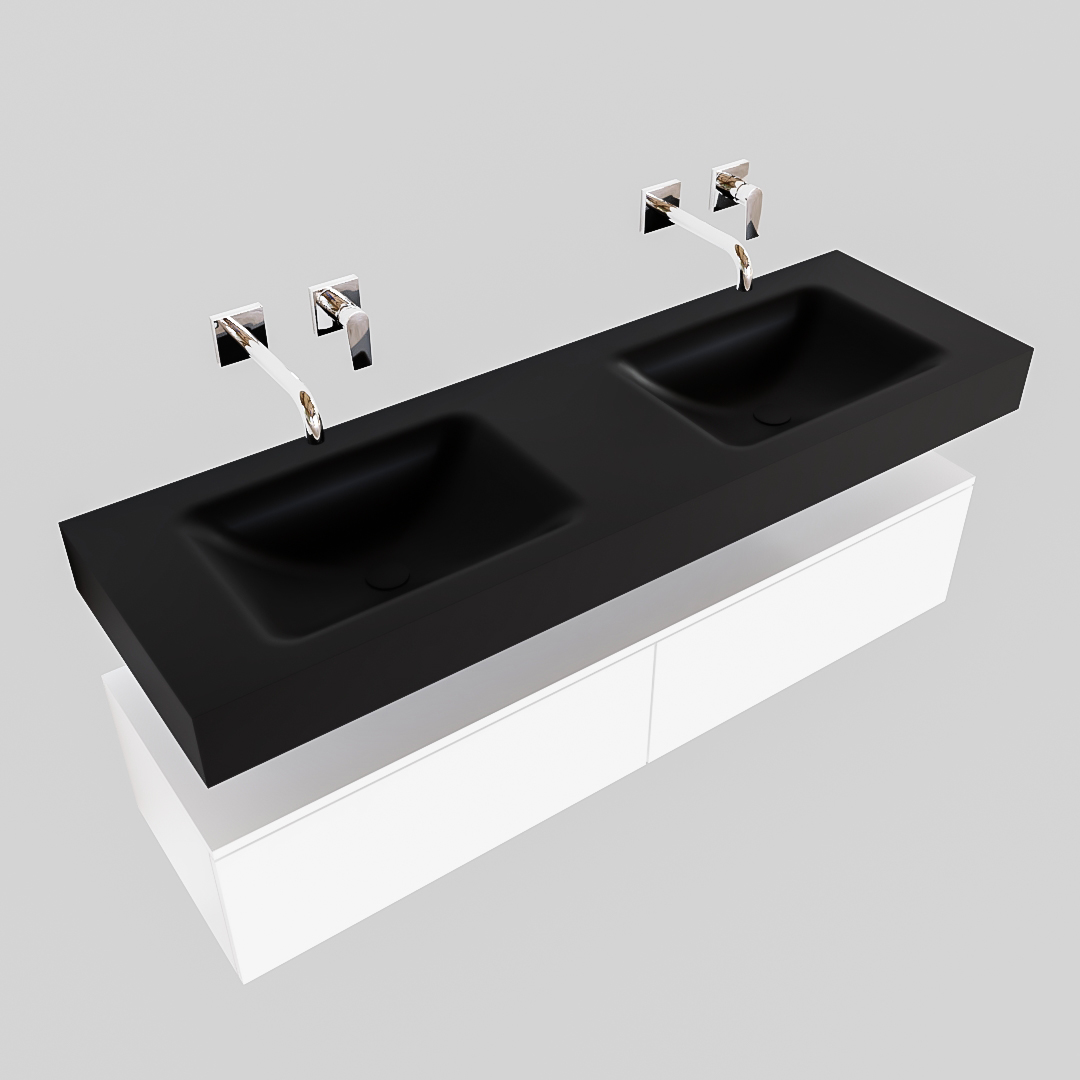 Mueble suspendido ALAN 150 cm de 2 cajones blanco mate. Encimera con lavabo CLOUD doble sin orificio urban 8 Mueble suspendido ALAN 150 cm de 2 cajones blanco mate. Encimera con lavabo CLOUD doble sin orificio urban - Imagen 8