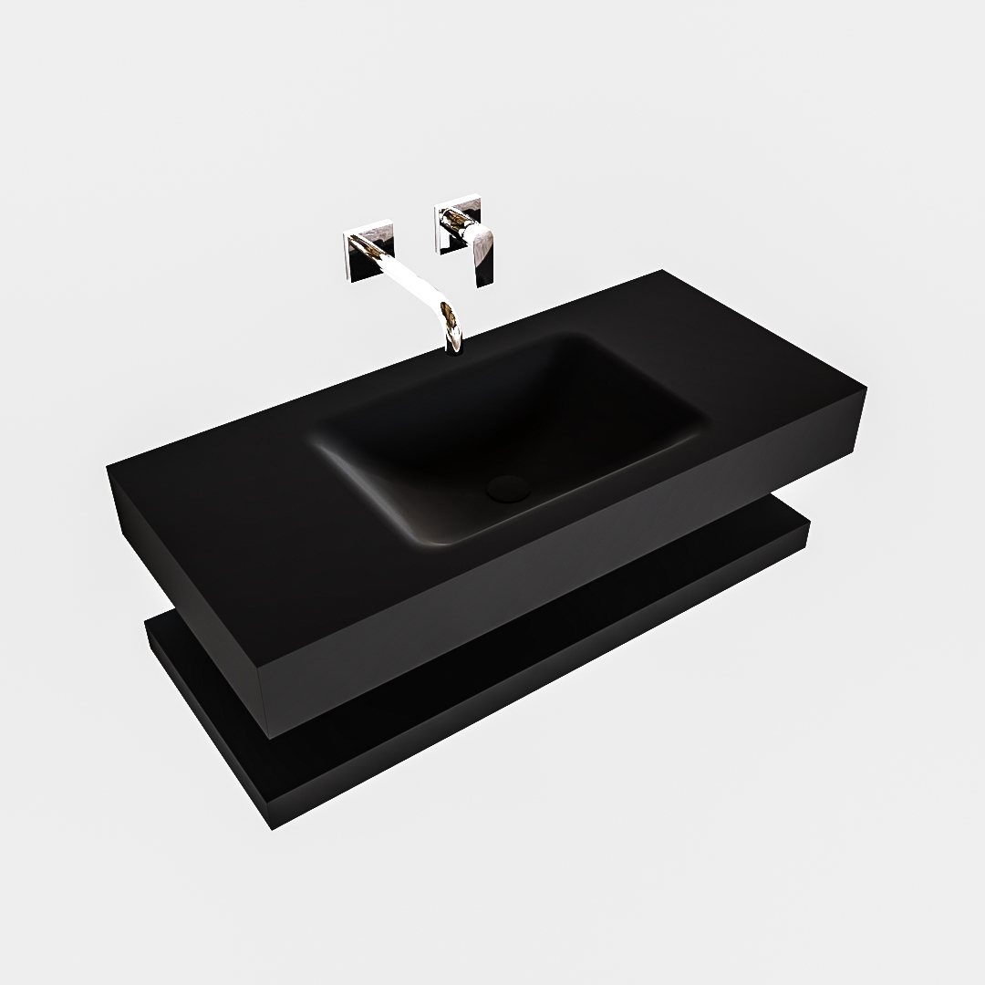 MONDIAZ ALAN 100cm solid surface estante Urban. Lavabo suspendido Centro sin orificio, color Urban. 4 MONDIAZ ALAN 100cm solid surface estante Urban. Lavabo suspendido Centro sin orificio, color Urban. - Imagen 4