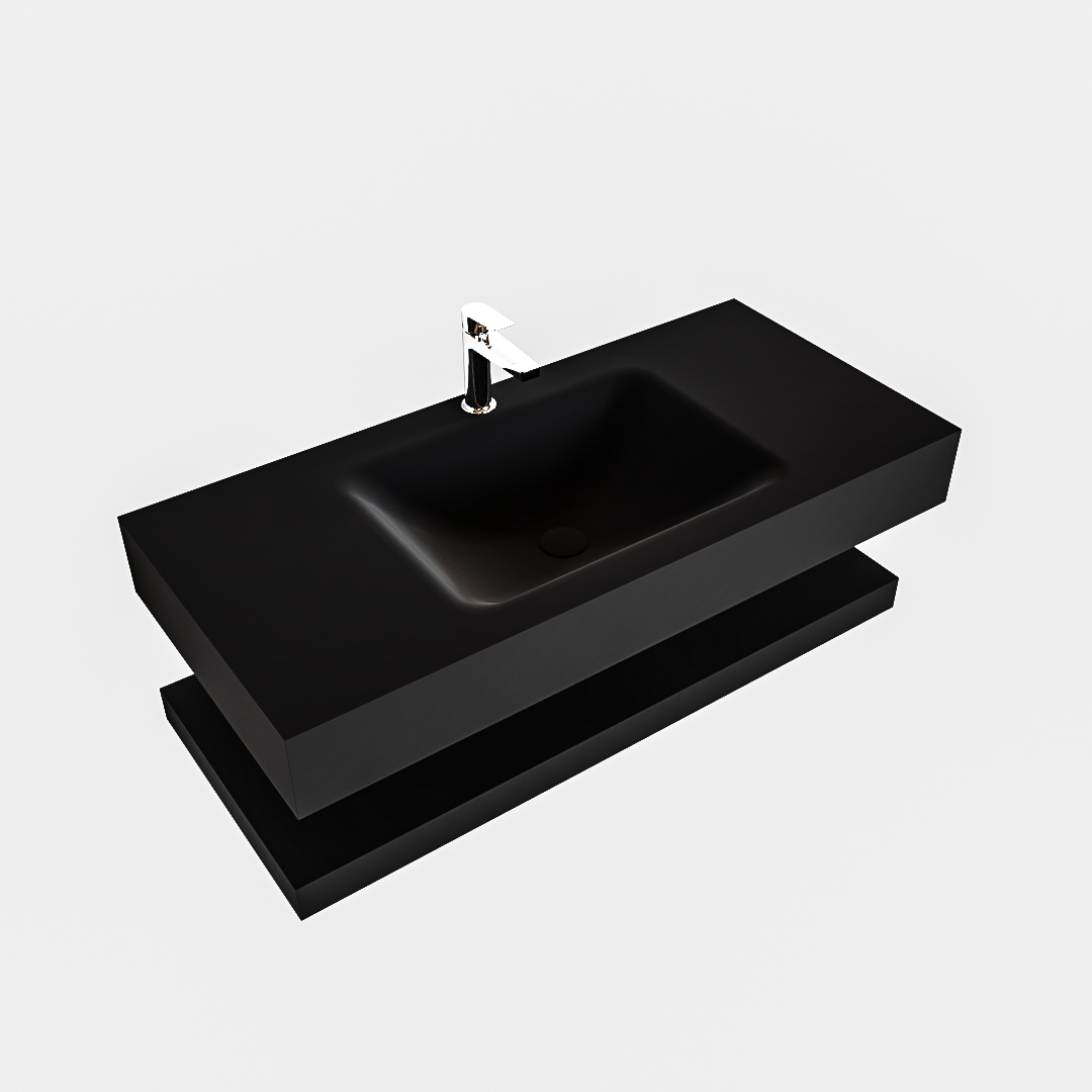 MONDIAZ ALAN 100cm solid surface estante Urban. Lavabo suspendido Centro 1 orificio, color Urban. 4 MONDIAZ ALAN 100cm solid surface estante Urban. Lavabo suspendido Centro 1 orificio, color Urban. - Imagen 4