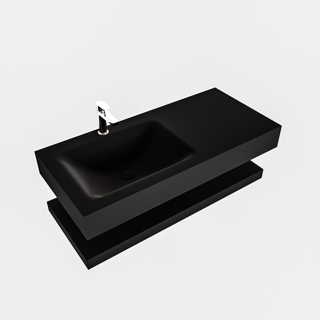 MONDIAZ ALAN 100cm solid surface estante Urban. Lavabo suspendido Izquierda 1 orificio, color Urban. - Imagen 4