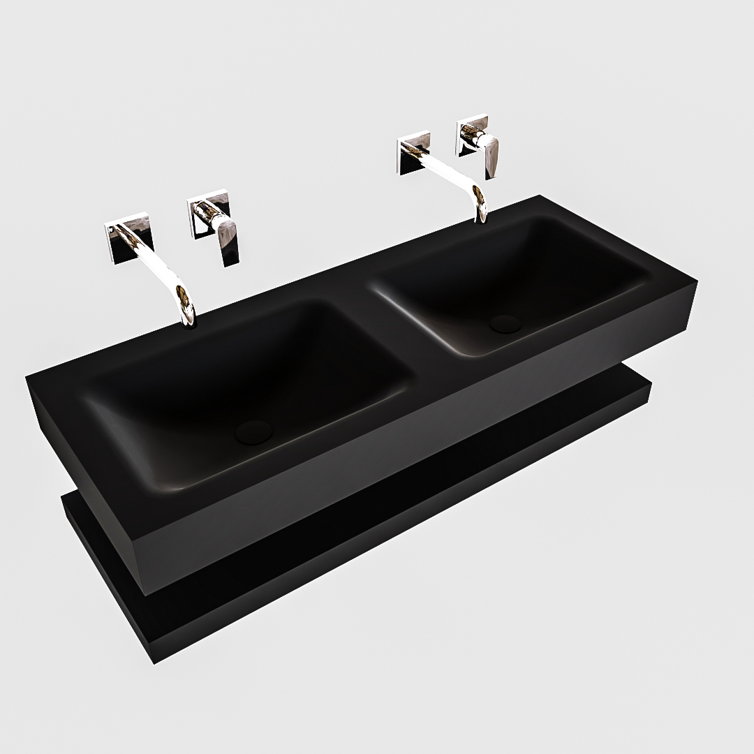 MONDIAZ ALAN 120cm solid surface estante Urban. Lavabo suspendido Doble sin orificio, color Urban. 4 MONDIAZ ALAN 120cm solid surface estante Urban. Lavabo suspendido Doble sin orificio, color Urban. - Imagen 4
