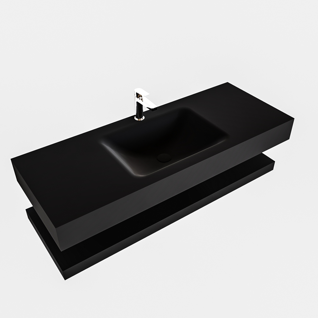 MONDIAZ ALAN 120cm solid surface estante Urban. Lavabo suspendido Centro 1 orificio, color Urban. - Imagen 4