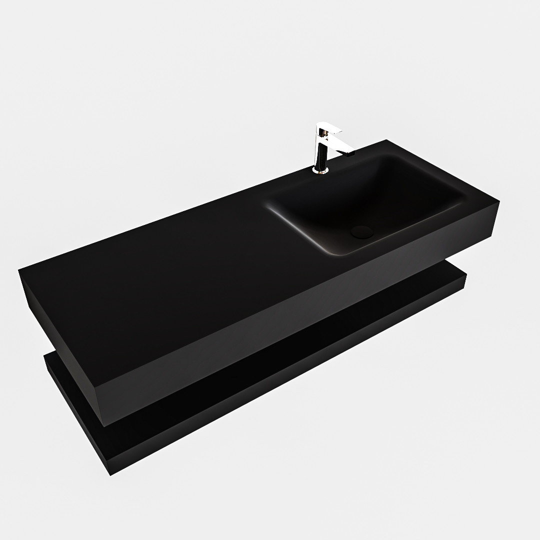 MONDIAZ ALAN 120cm solid surface estante Urban. Lavabo suspendido Derecho 1 orificio, color Urban. - Imagen 4