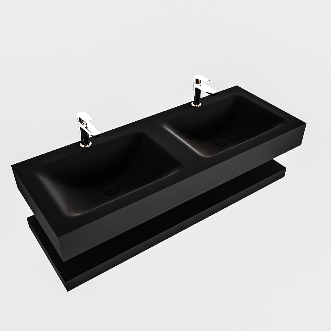 MONDIAZ ALAN 120cm solid surface estante Urban. Lavabo suspendido Doble 2 orificios, color Urban. 4 MONDIAZ ALAN 120cm solid surface estante Urban. Lavabo suspendido Doble 2 orificios, color Urban. - Imagen 4