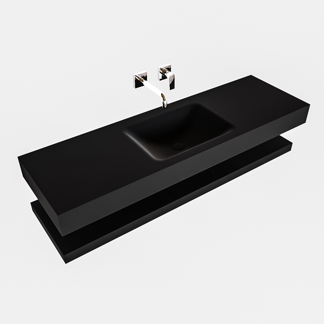 MONDIAZ ALAN 150cm solid surface estante Urban. Lavabo suspendido Centro sin orificio, color Urban. - Imagen 4