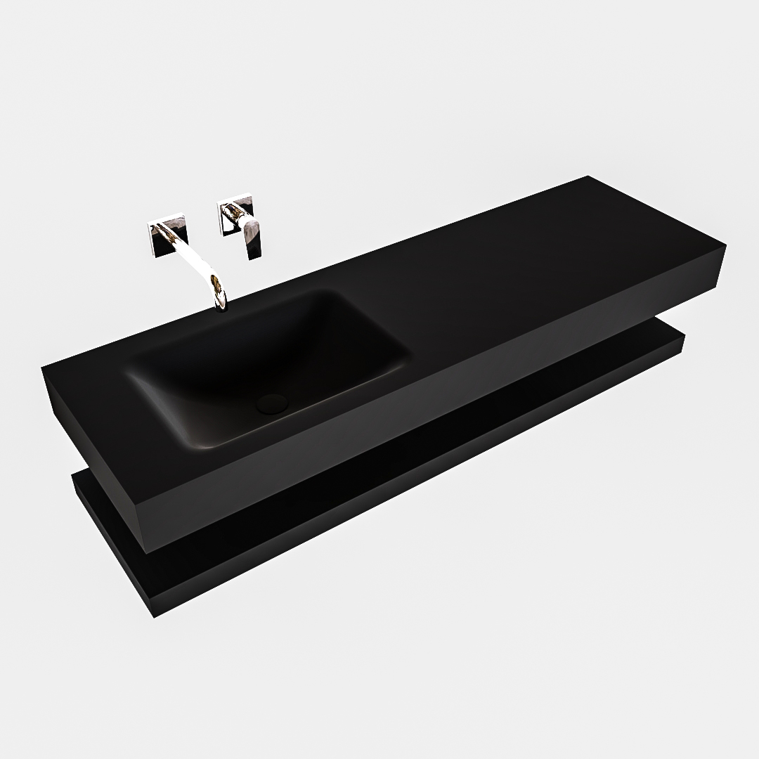 MONDIAZ ALAN 150cm solid surface estante Urban. Lavabo suspendido Izquierda sin orificio, color Urban. - Imagen 4