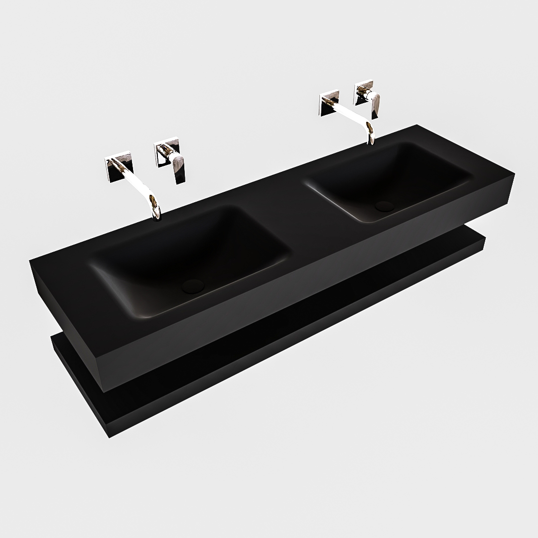 MONDIAZ ALAN 150cm solid surface estante Urban. Lavabo suspendido Doble sin orificio, color Urban. 4 MONDIAZ ALAN 150cm solid surface estante Urban. Lavabo suspendido Doble sin orificio, color Urban. - Imagen 4